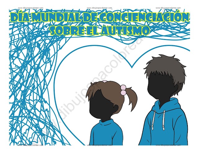 Día Mundial de Concienciación sobre el Autismo dibujo a color y para colorear